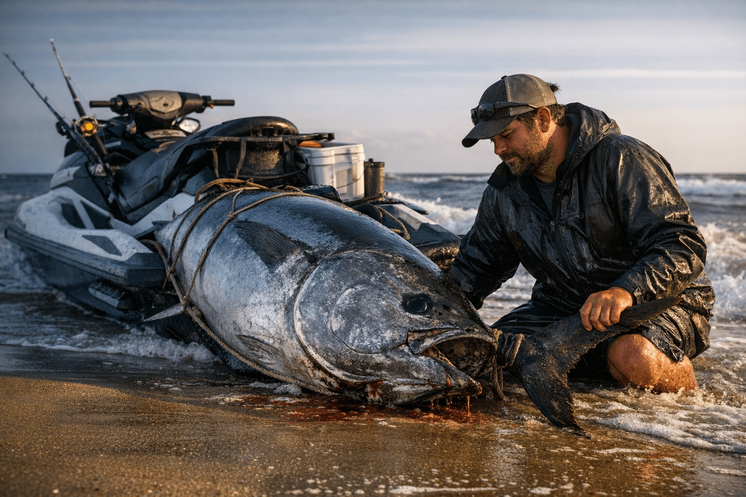 Outer Banks angler tows 212-pound bluefin tuna ashore on jet ski