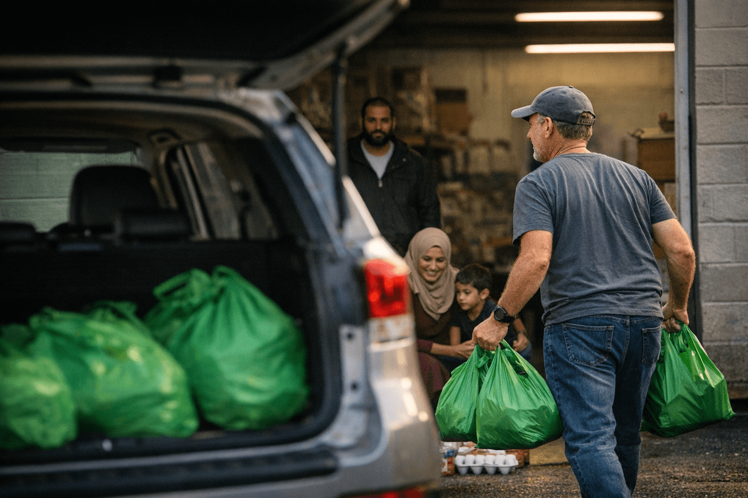 A Simple Gesture adapts green-bag model to feed refugee families