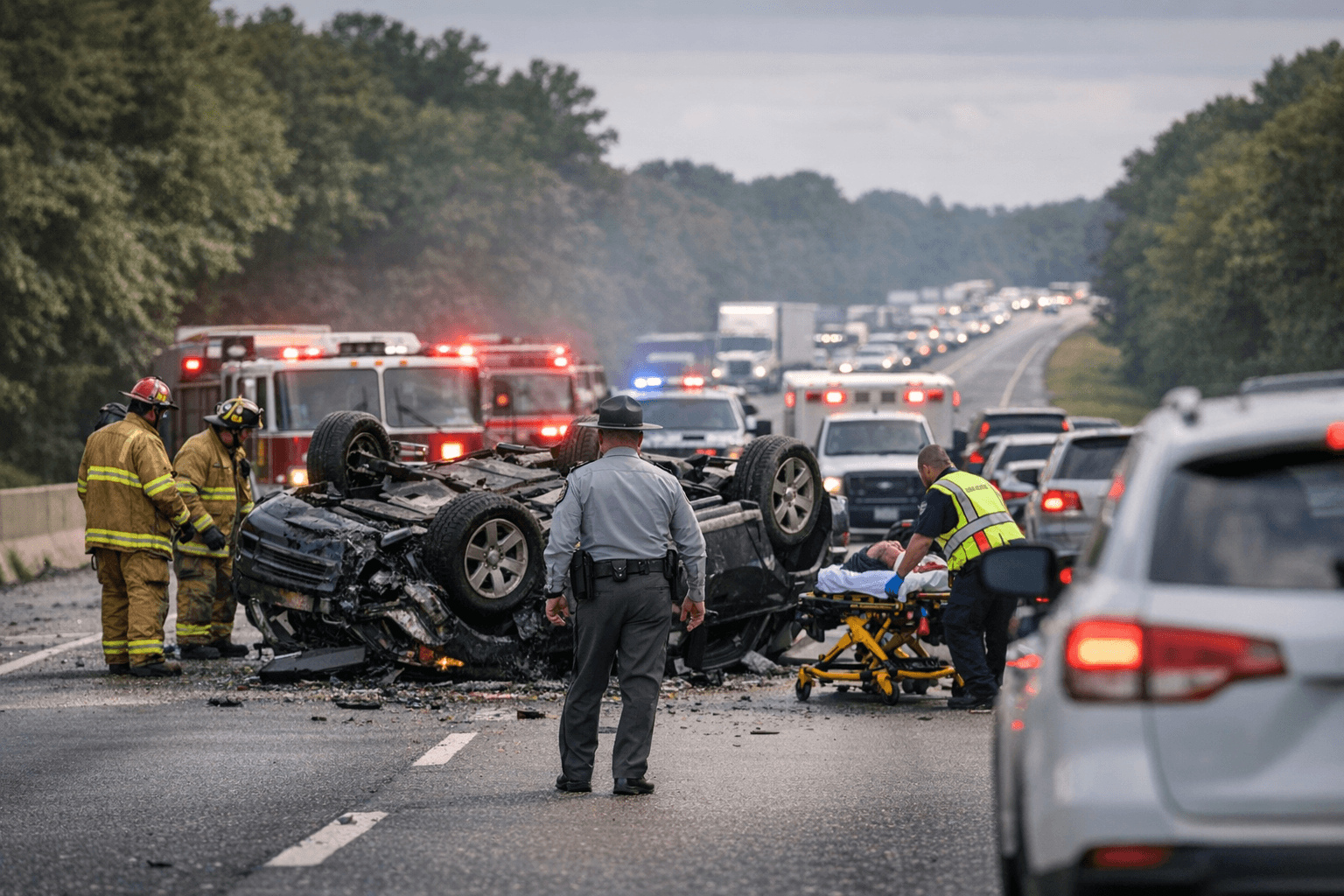 Crash overturns vehicle, shuts down I-40 westbound near Garner