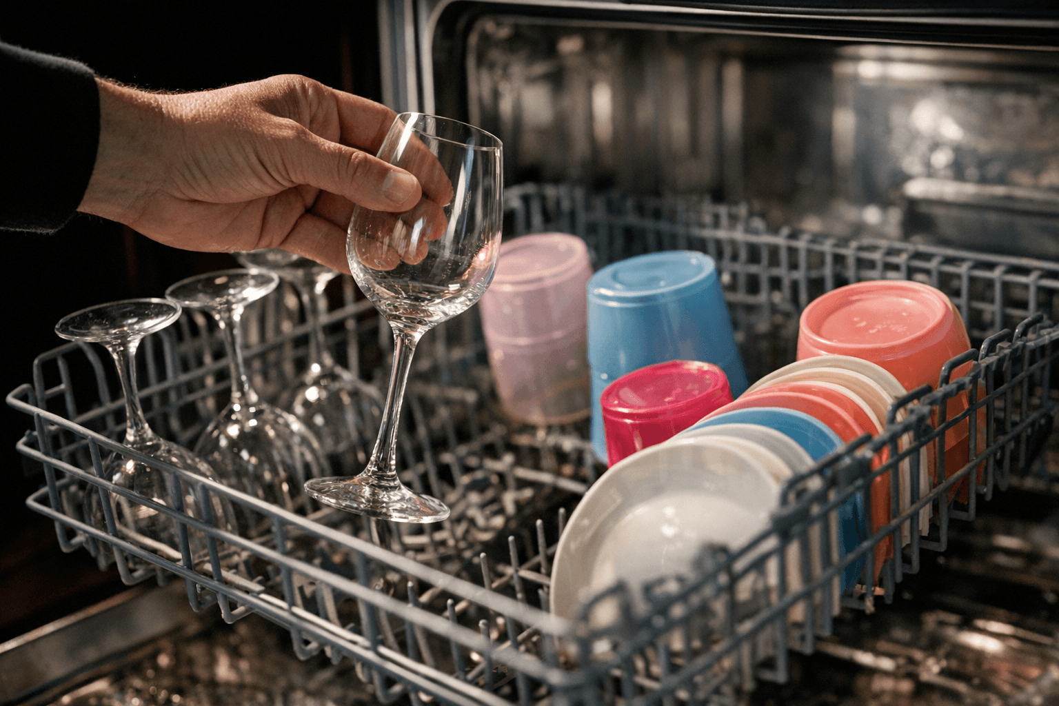 כוסות יין וכלי פלסטיק עדינים: מה באמת מתאים למדיח