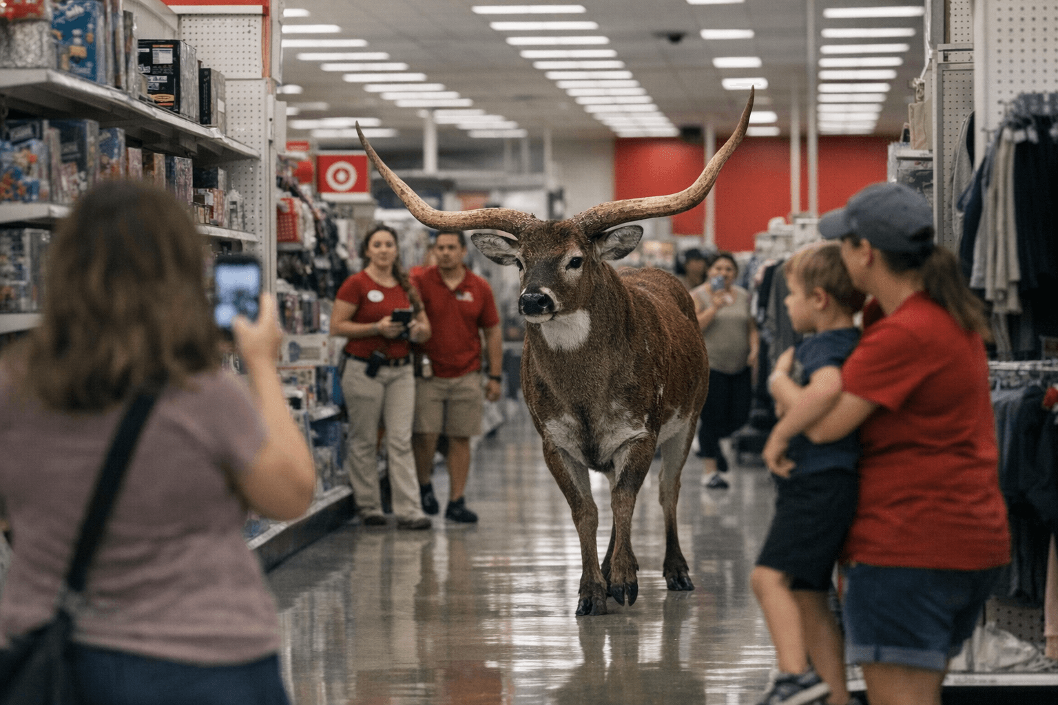 Longhorn Deer Strolls Through Flower Mound Target, Sparks Viral Buzz