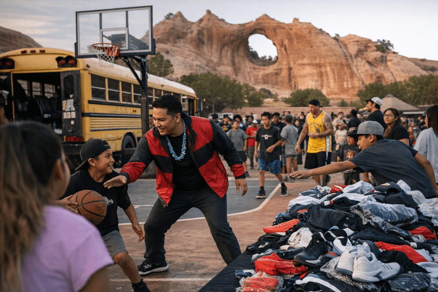 Hoop Bus brings basketball, gear giveaways to Window Rock youth