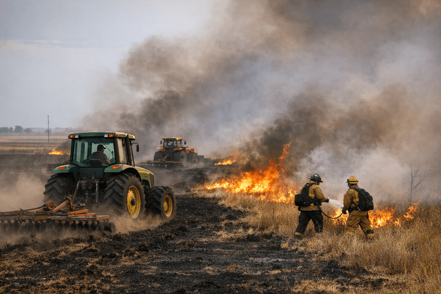 Tractors help Sterling crews contain 10-acre grass fire north of town