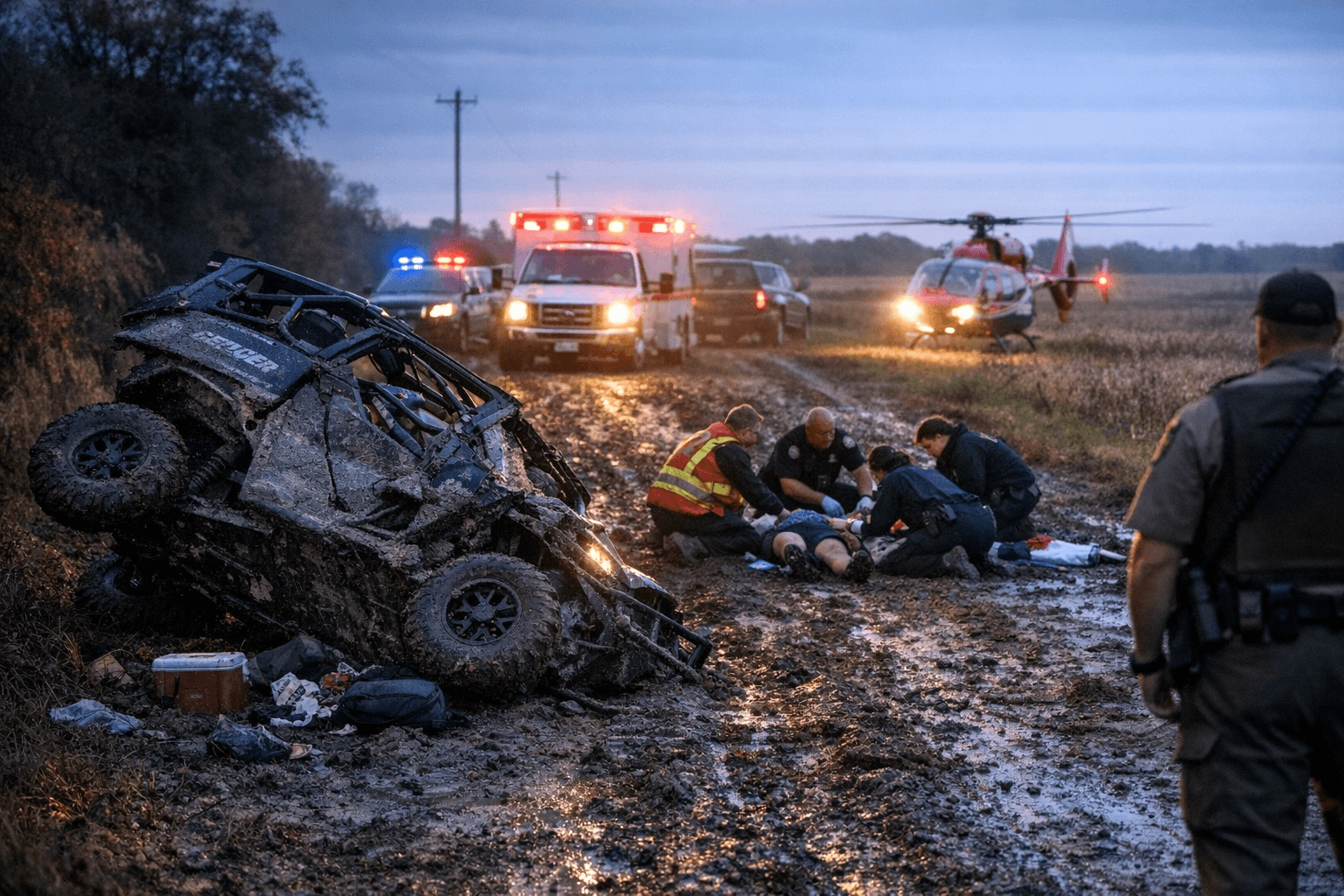 Five injured, driver airlifted after Polaris Ranger crash near Elliott