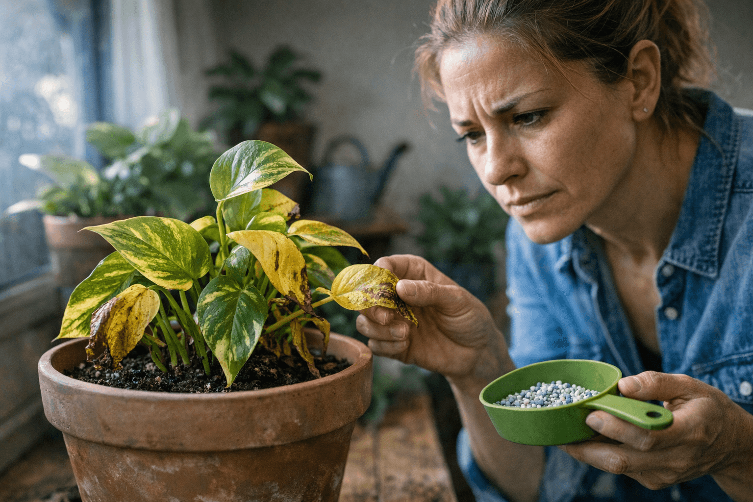 דישון צמחים ביתיים: איך לזהות מחסור בחנקן, זרחן ואשלגן בזמן