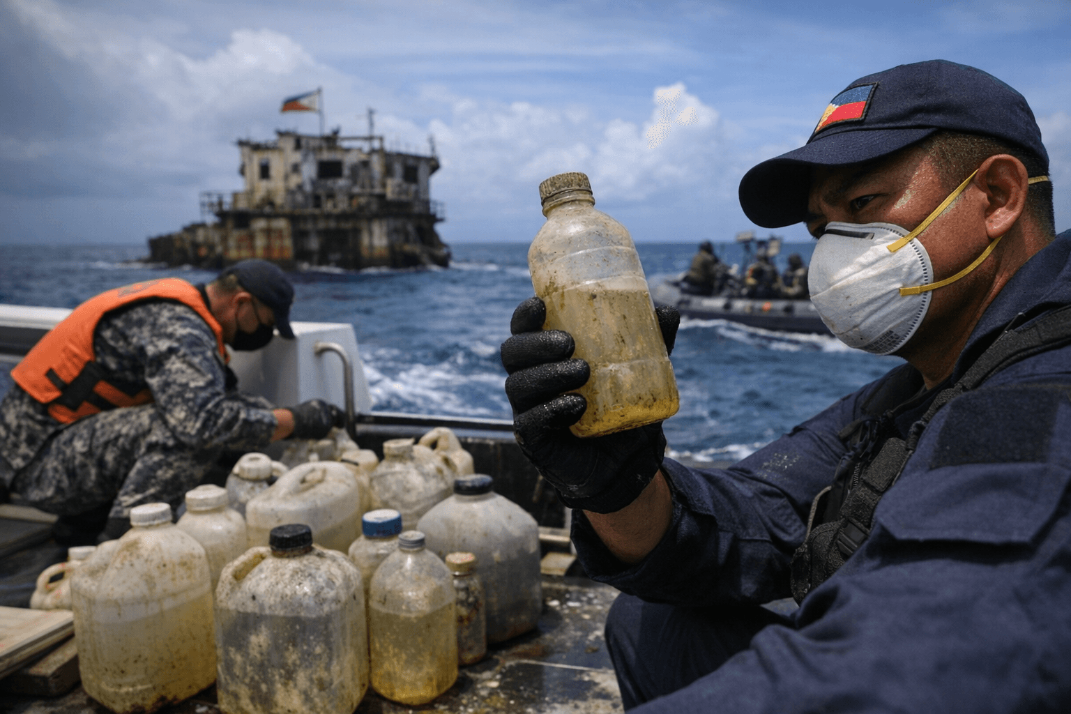 Philippines says cyanide found near disputed shoal, warns of sabotage