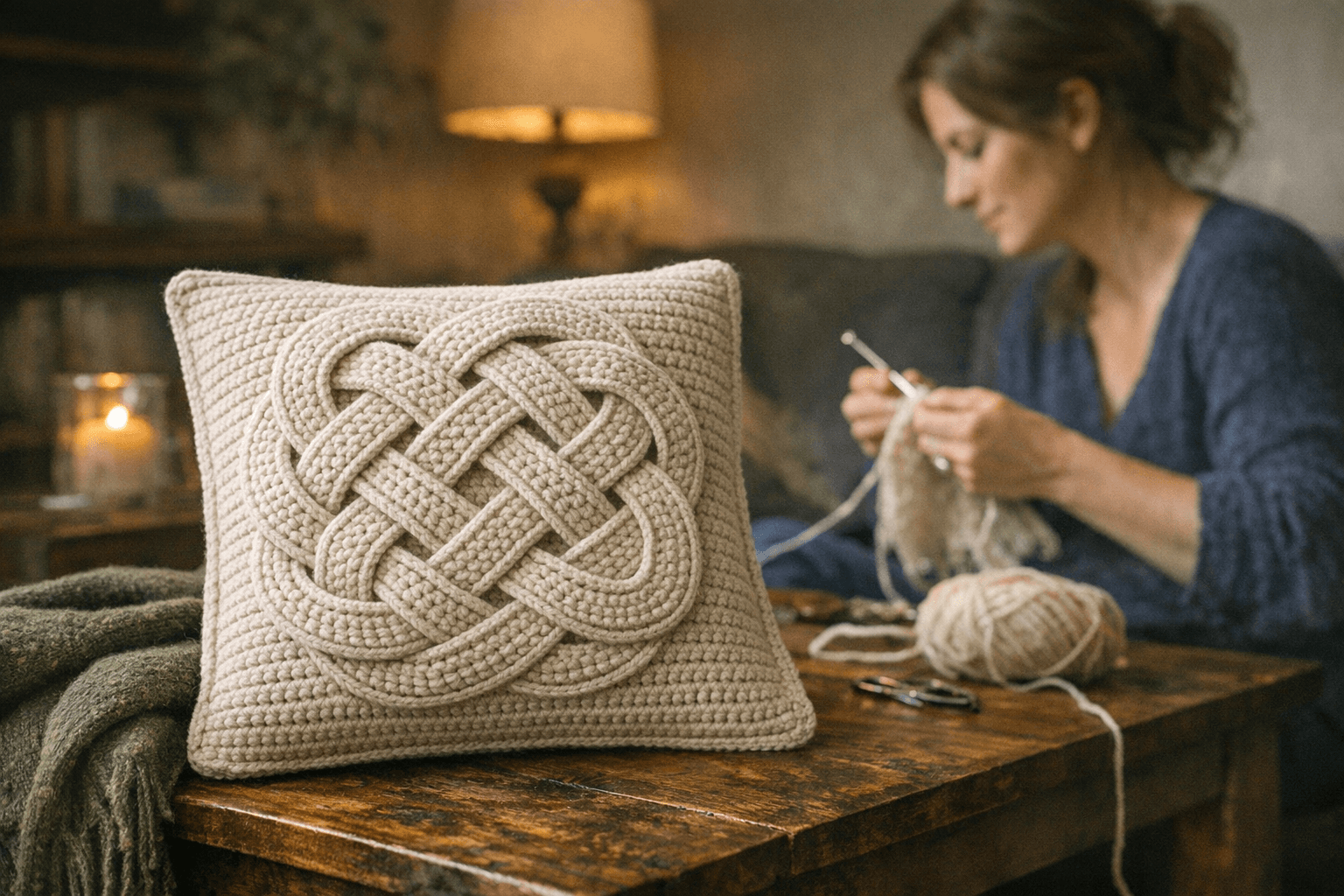 Celtic Knot Pillow Crochet Pattern Turns Geometry Into Home Decor