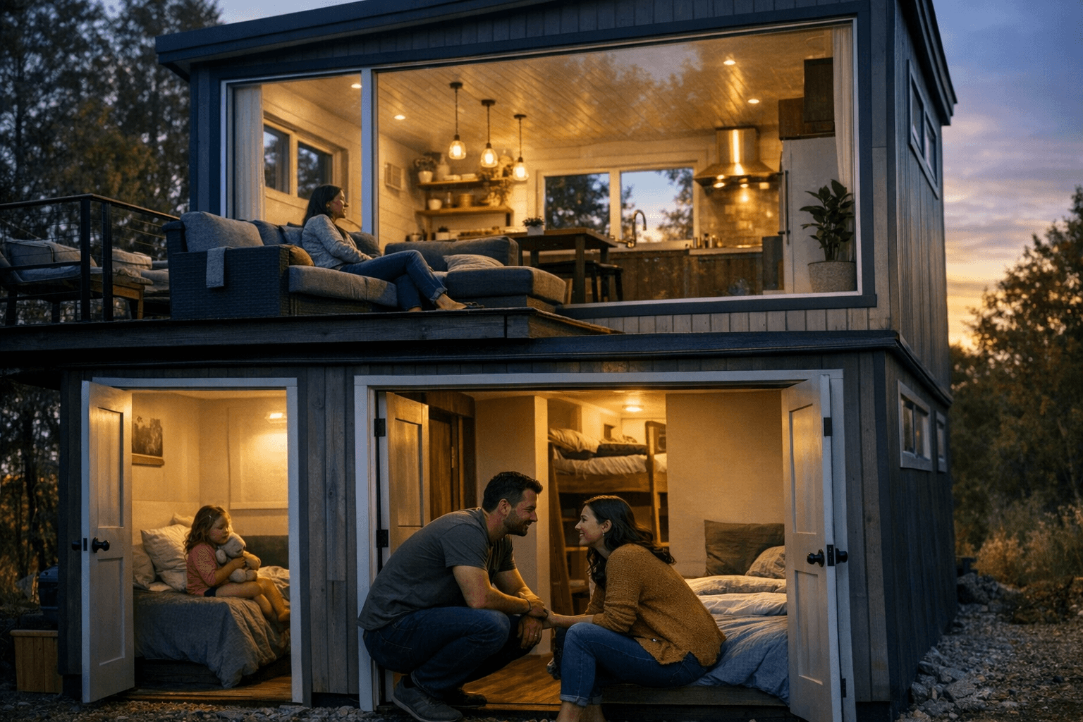 Tiny House Flips the Loft, Adds Three Bedrooms Below Upstairs Living