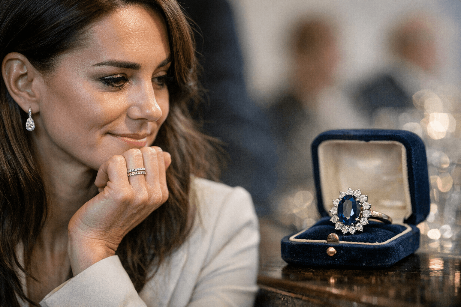 Catherine favors slimmer ring stacks, sparking interest in Diana's sapphire engagement ring