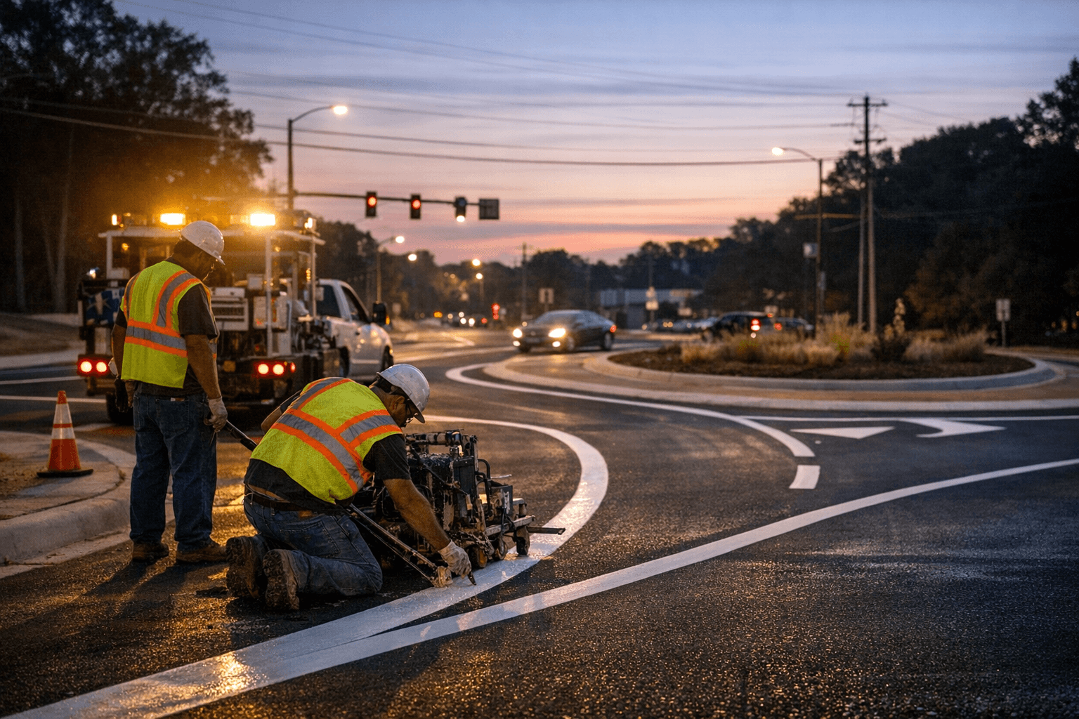 Oxford roundabout final striping set for Thursday and Friday