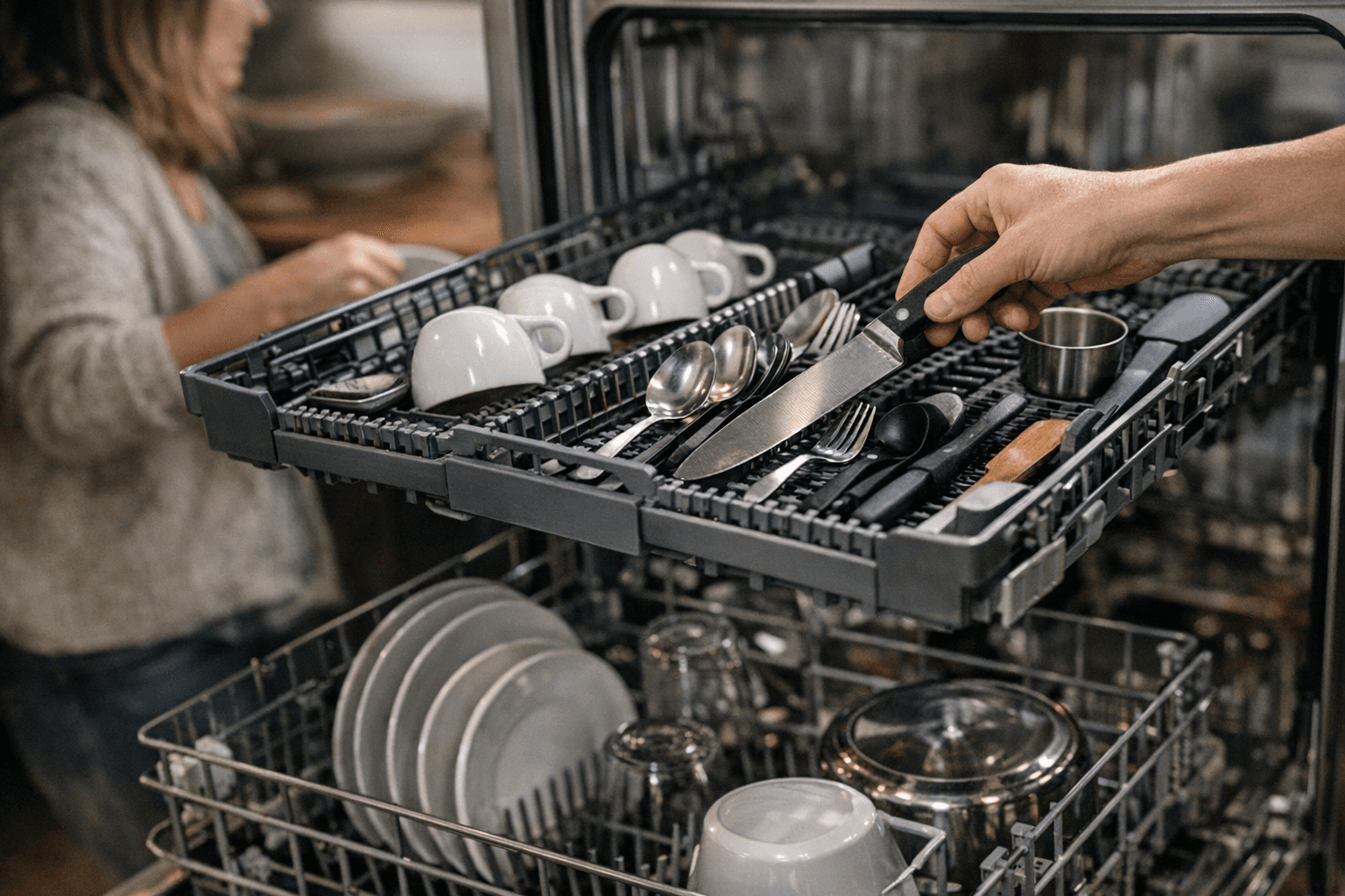 מדיחי כלים עם מפלס שלישי: סלסלה, מגירה או גמישות מקסימלית