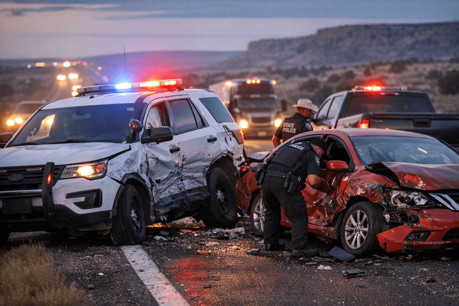 DWI driver sideswipes patrol unit during I-40 stop east of Gallup