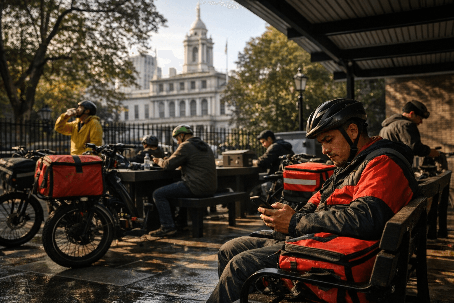New York opens long-delayed rest stop for delivery workers at City Hall Park