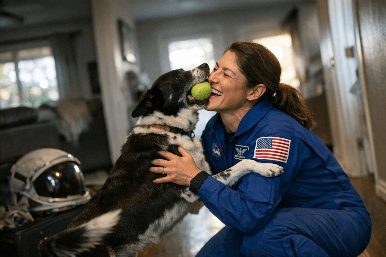 Christina Koch reunites with dog Sadie after historic Moon flyby