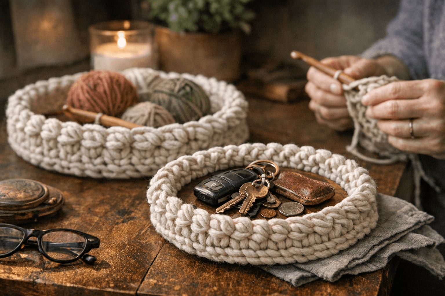 Petal Loop Stitch Crochet Trays Blend Texture, Structure, Everyday Function