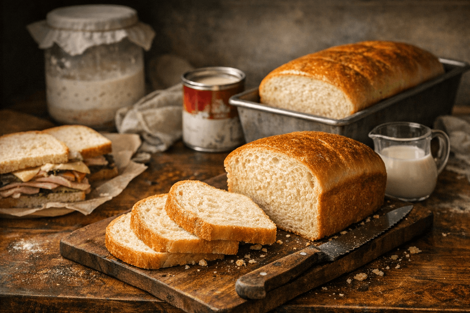 Evaporated Milk Sourdough Sandwich Bread Brings Softness to Loaf Pan Baking
