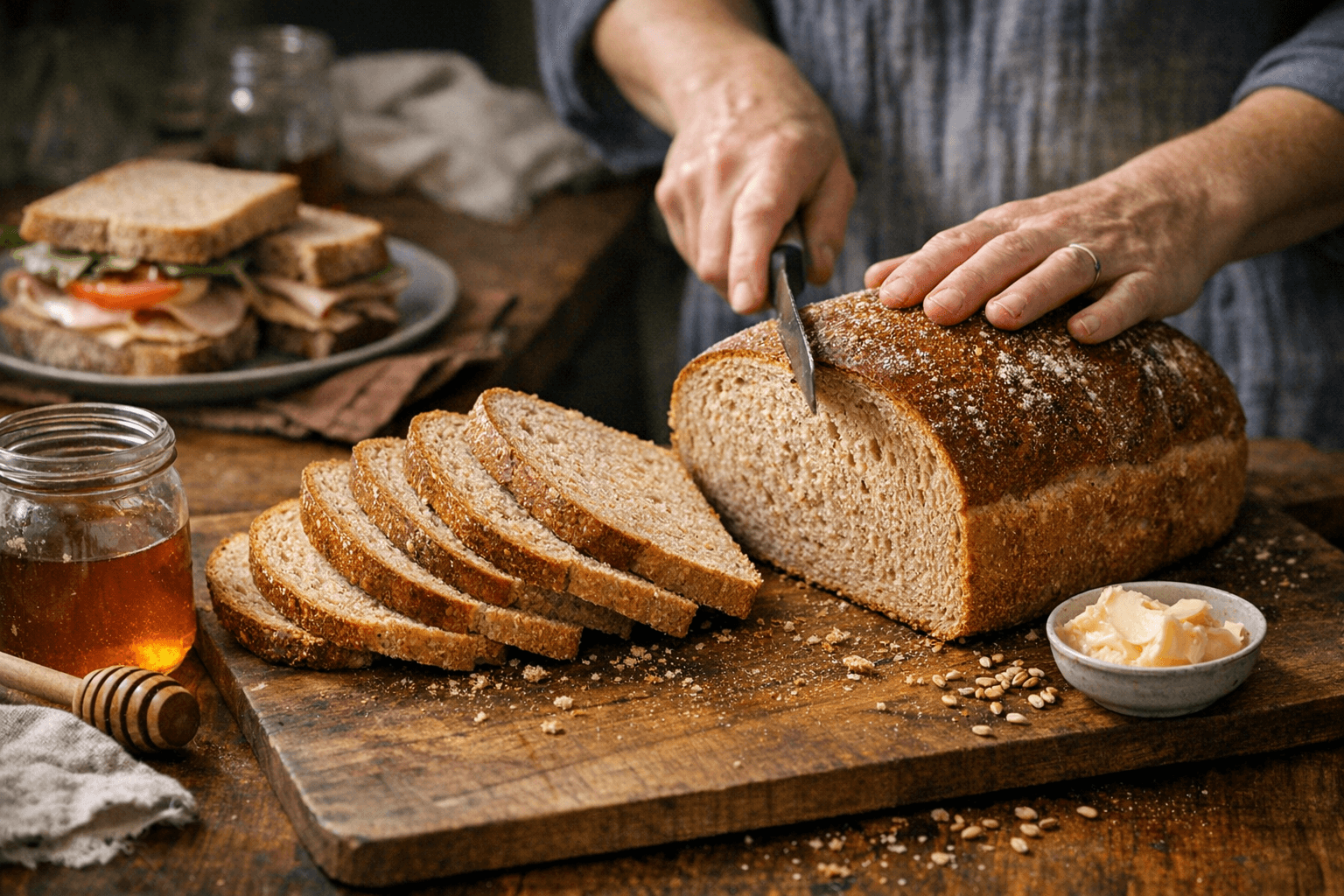 Fare Isle’s honey whole wheat sourdough loaf promises soft, reliable sandwich slices