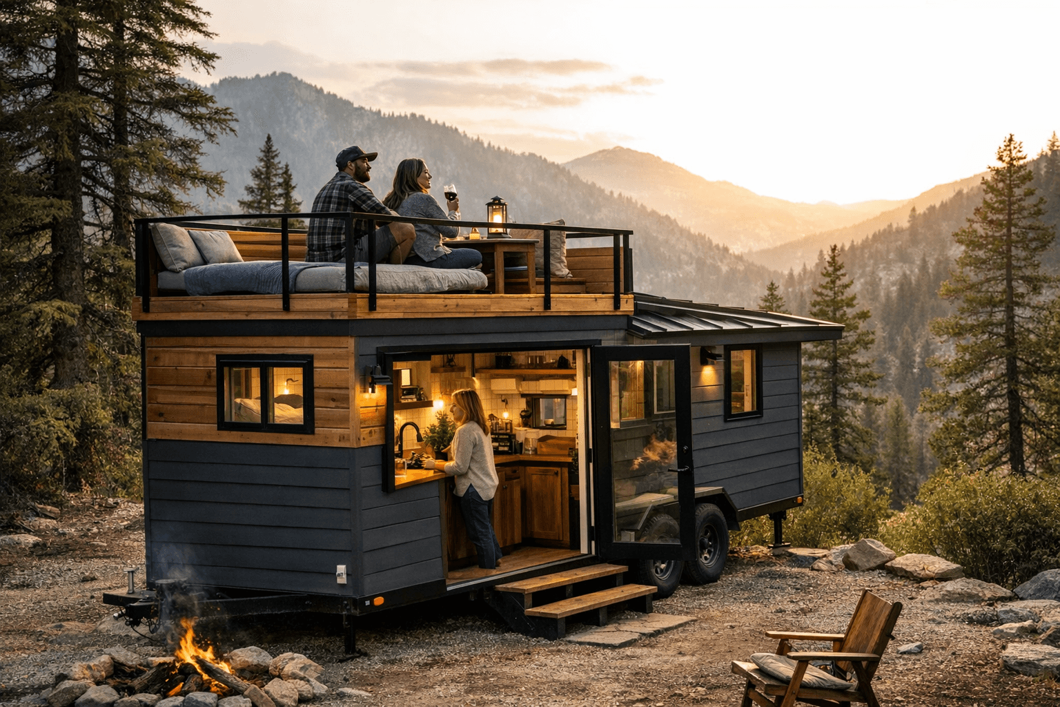 Tiny House Mountain XL adds rooftop deck and luxury finishes