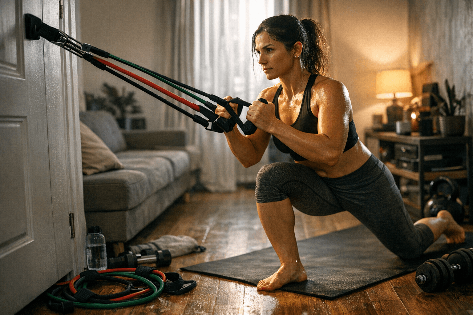 גומיות התנגדות: איך בונים אימון ביתי מלא בחלל קטן