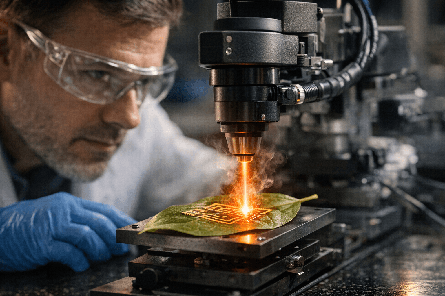 Focused microwaves enable 3D-printed electronics on delicate materials