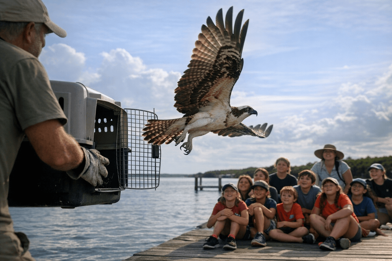 Rehabilitated osprey returns to wild, Key Largo students watch release