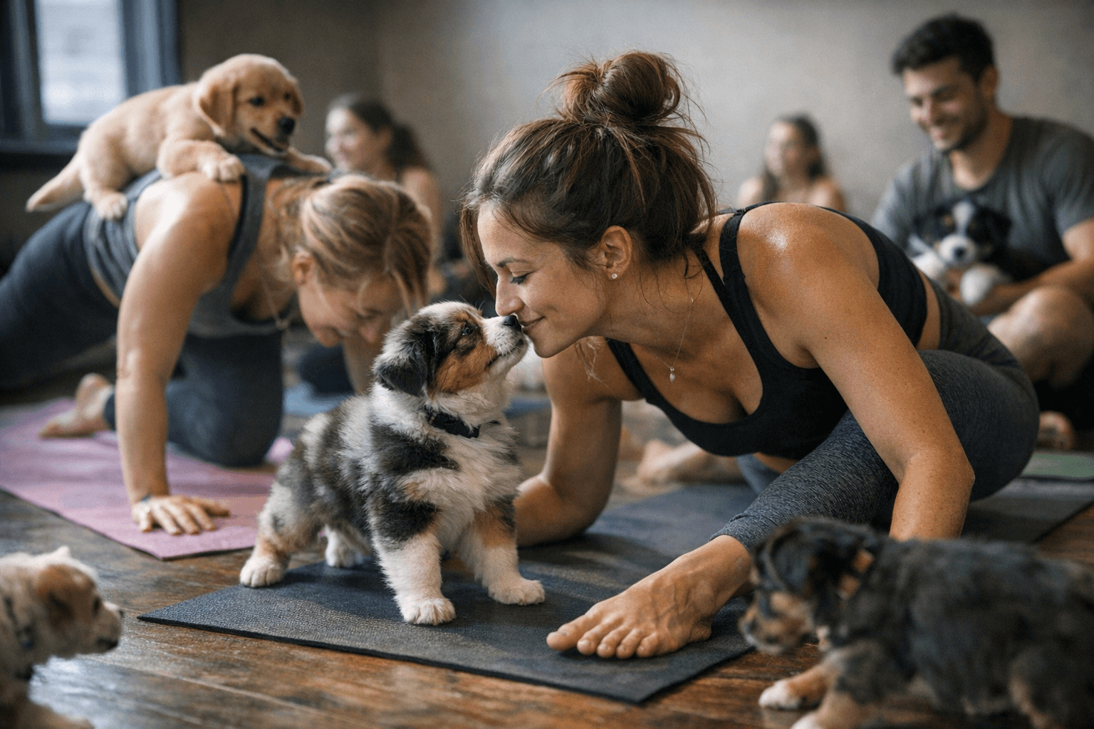 Minneapolis pop-up puppy yoga mixes beginner-friendly exercise with playful pups