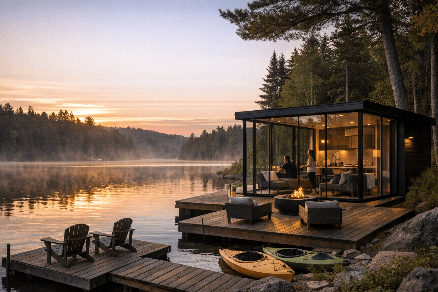 Shoreline Glass House Tiny Home Offers Resort-Style Living on Lost Lake