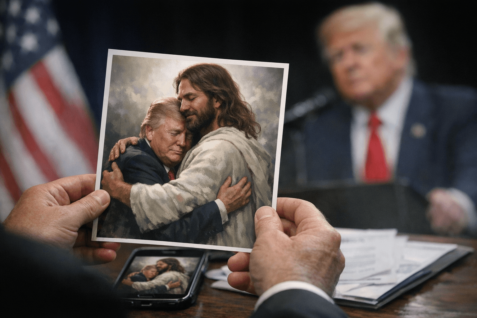 Trump Reposts AI Image of Him Embracing Jesus, After Backlash