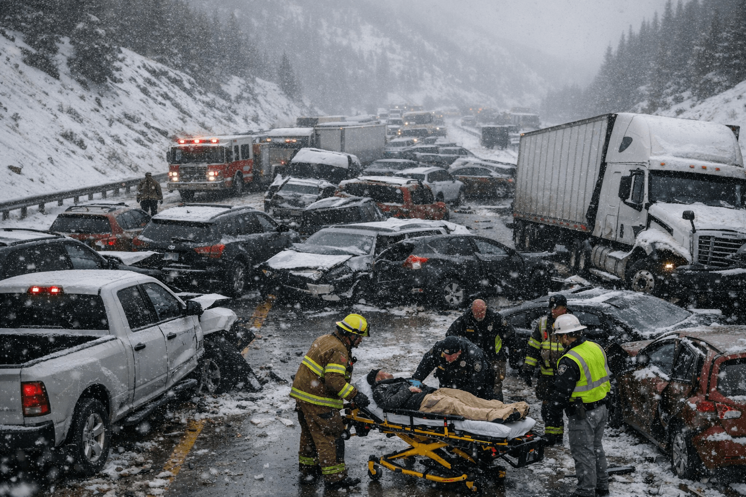 About 70 vehicles pile up on snowy Colorado interstate, 8 hospitalized