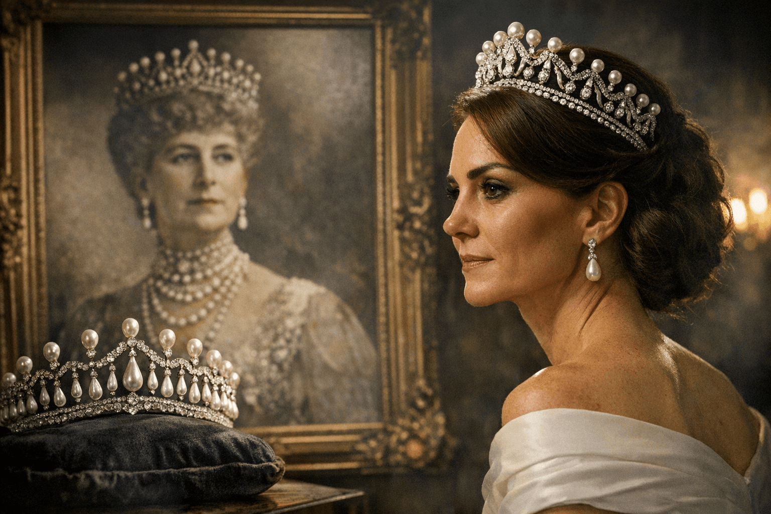 Princess Kate and Queen Mary’s Pearl Tiaras Trace Royal Lineage