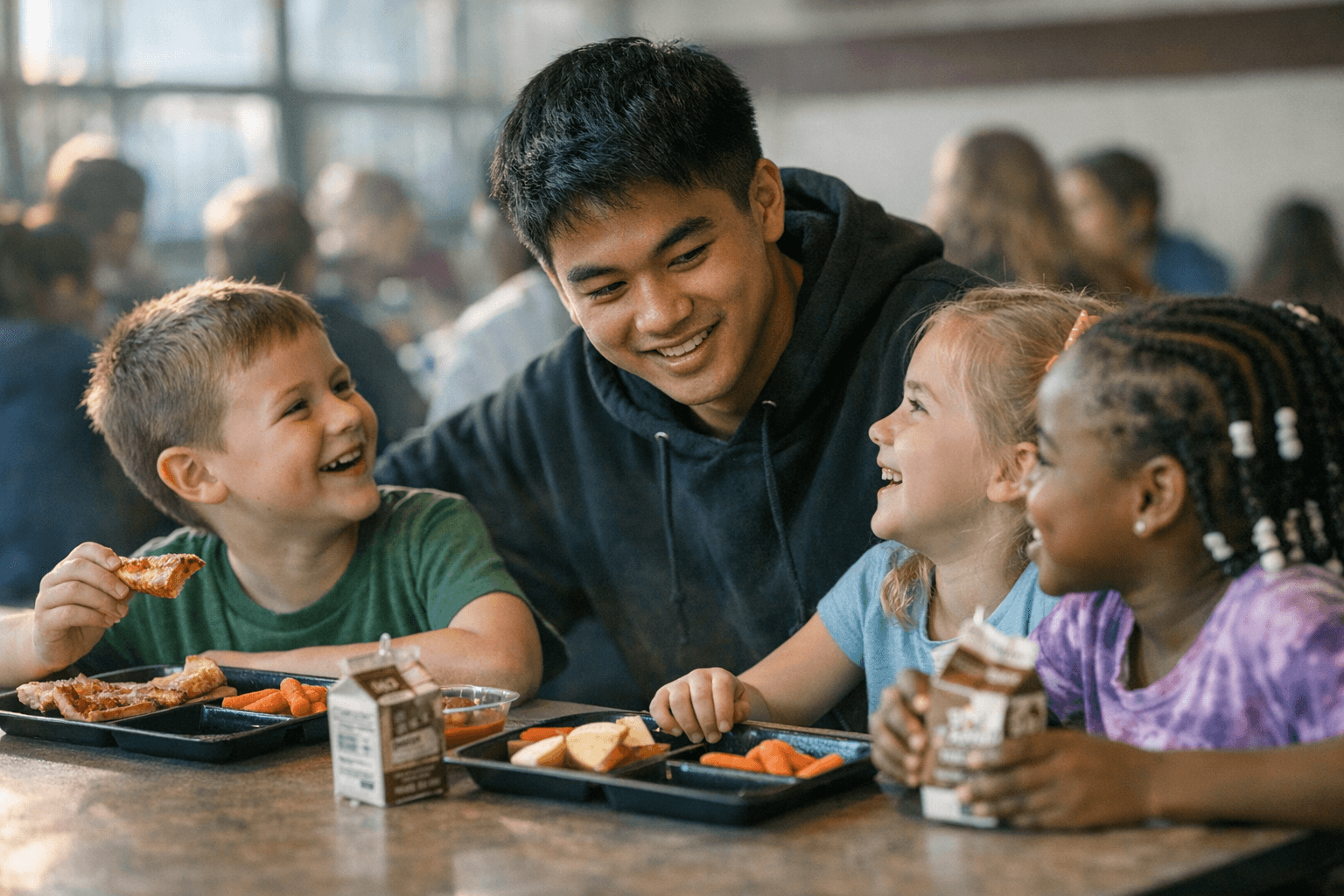 Storm Lake High School students mentor elementary children at lunch