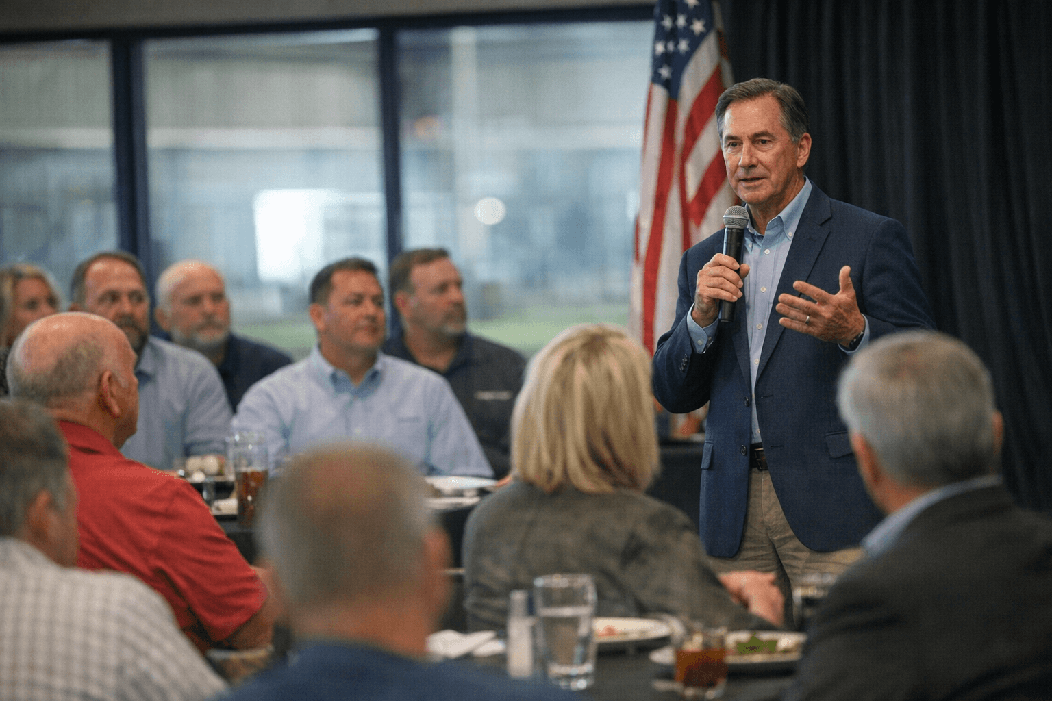 Palmer meets Millbrook business leaders at chamber luncheon briefing