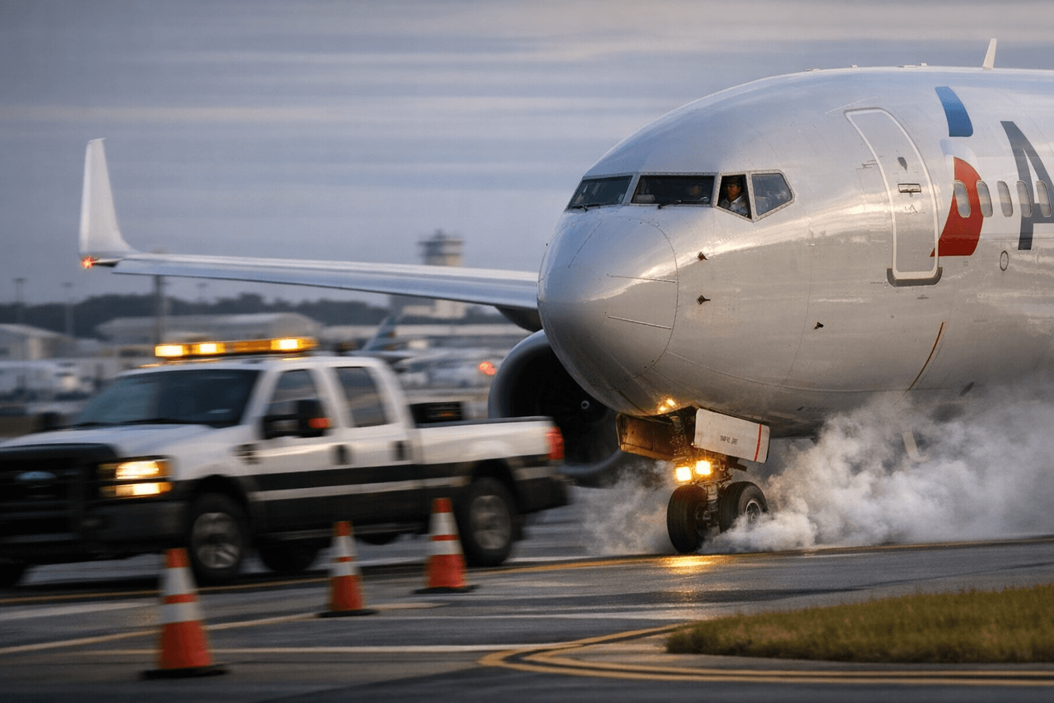 American Airlines pilot says truck nearly hit plane at Charlotte airport