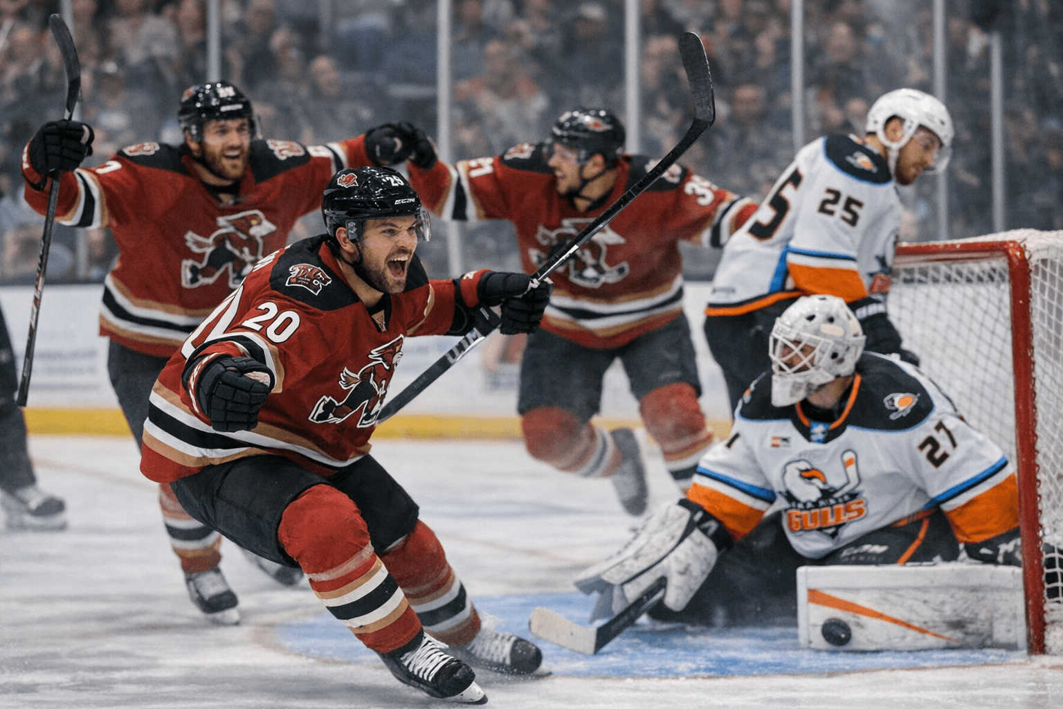 Roadrunners roll past Gulls 5-1 behind balanced scoring attack