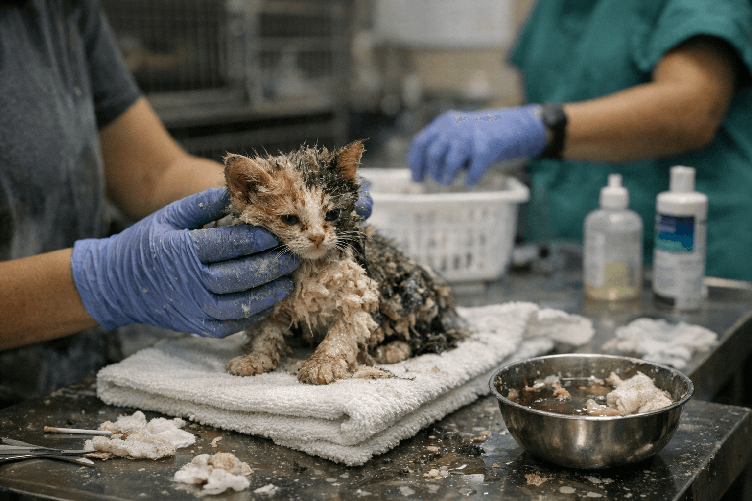 Texas shelter rescues kitten from industrial glue, prepares adoption