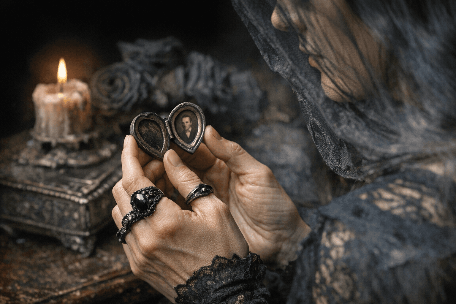 Blackened Rings Channel Victorian Mourning Jewelry and Dark Romance Trends