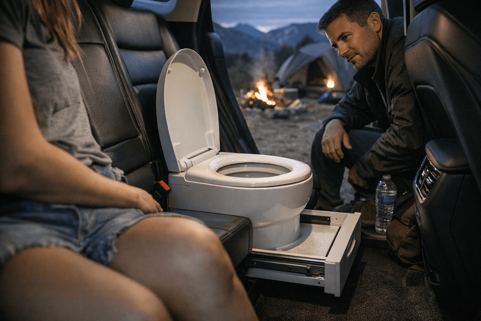 Seres patents hidden in-car toilet for long journeys, camping use