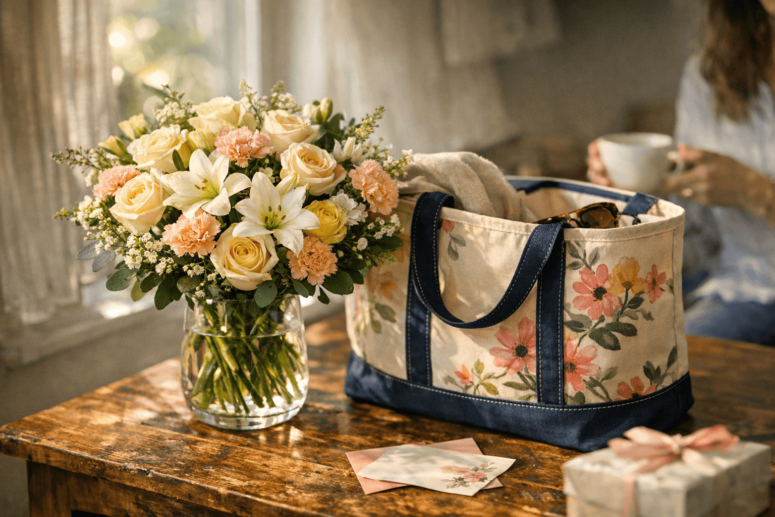 Bouqs x Lands’ End Mother’s Day bundle pairs flowers with a tote