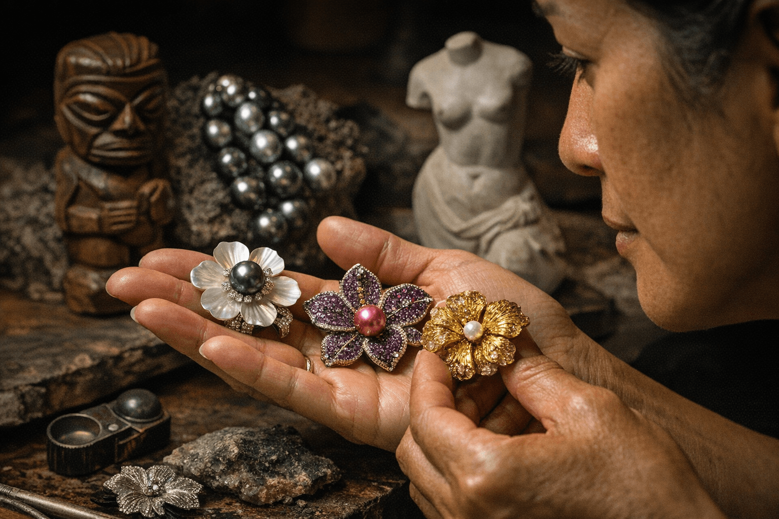 Floral Jewelry Finds Meaning Through Tahiti, Sculpture, and Heritage