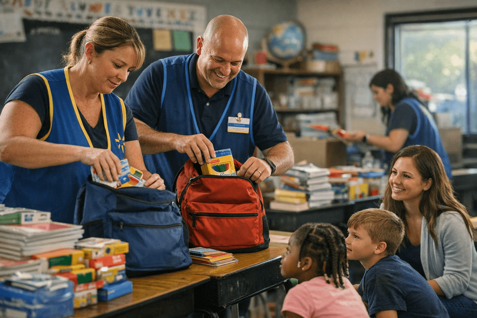 Walmart associates help restock Elyria classrooms with school supplies