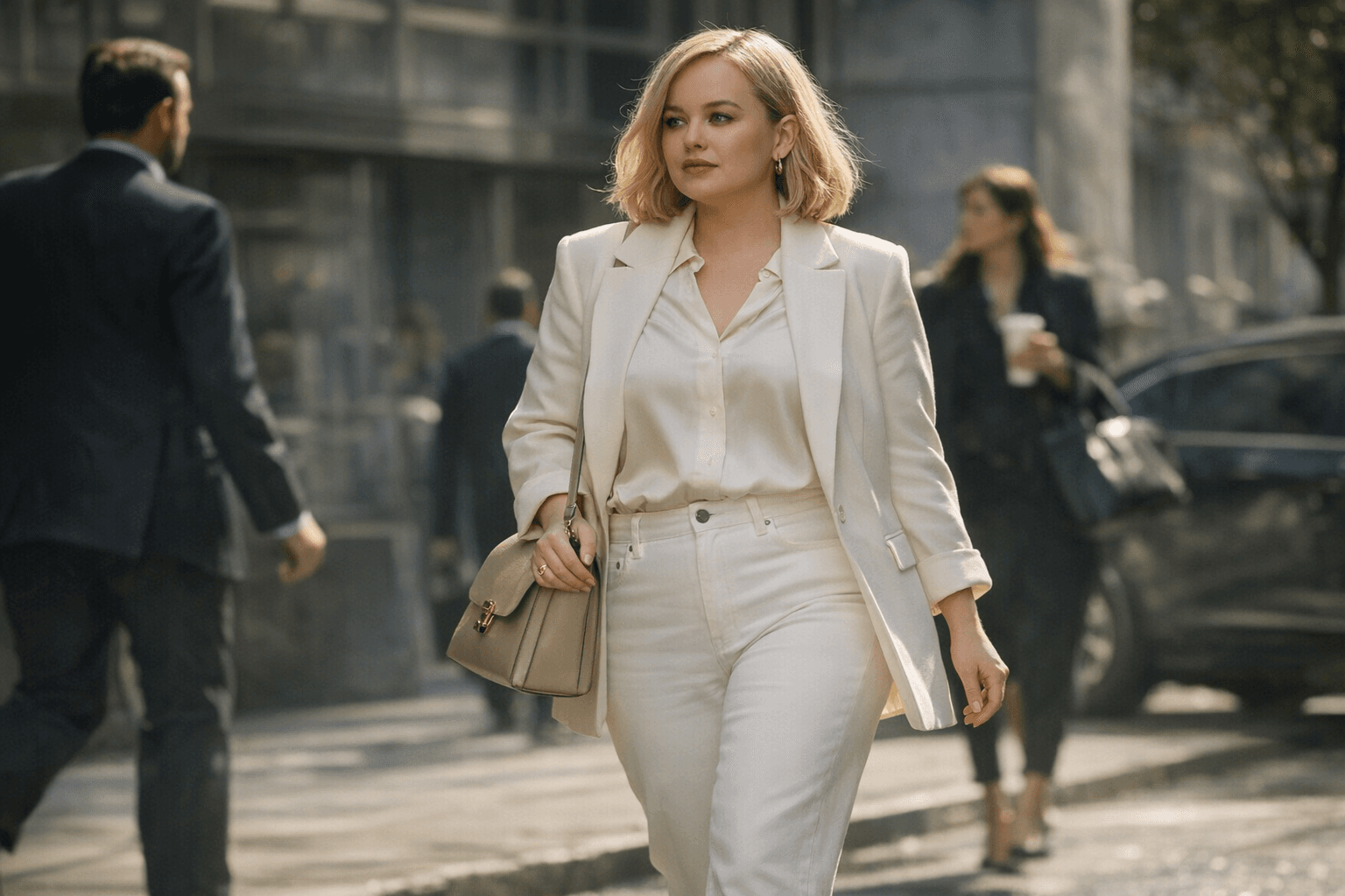 Nicola Coughlan Makes White Jeans Look Quiet-Luxury Ready for Work