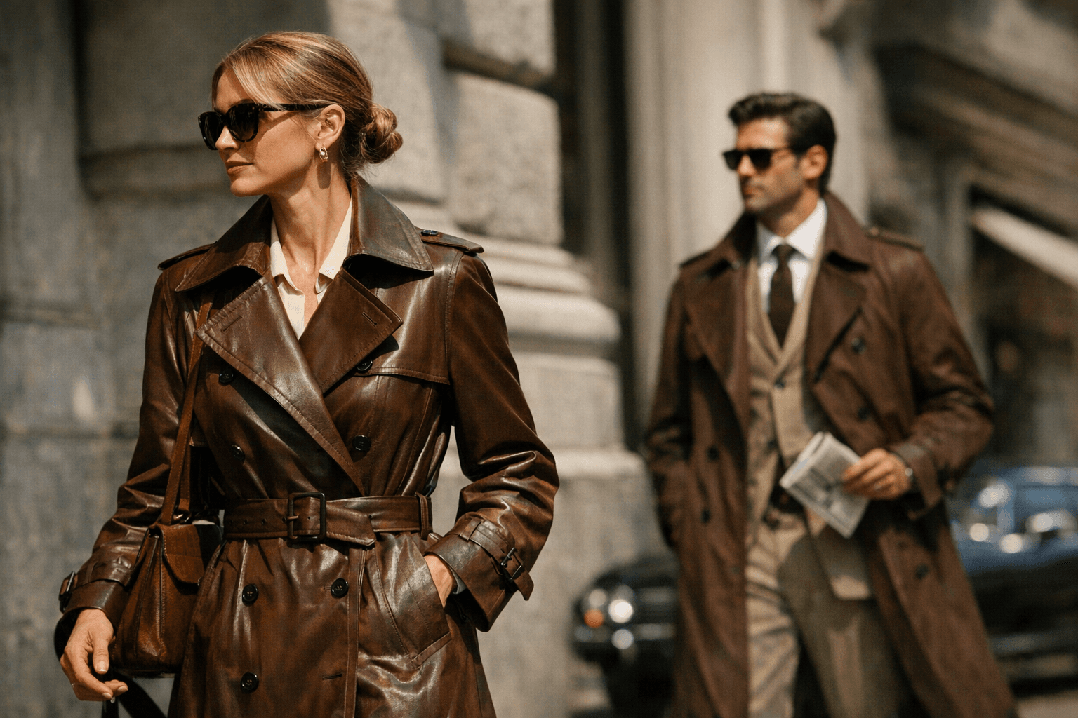 Chocolate-Brown Trench Coats Refresh Old-Money Spring Style