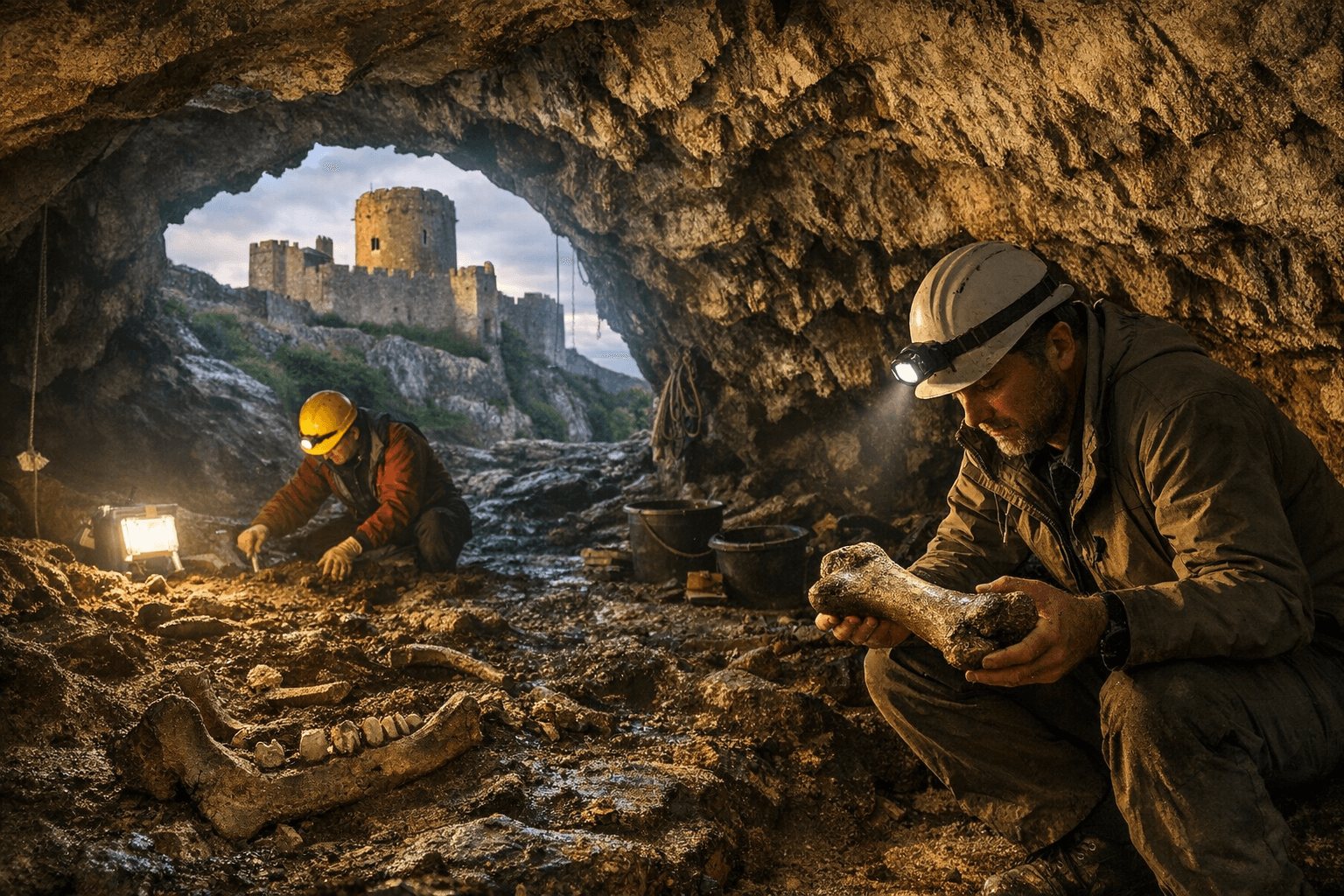 Hidden cave beneath Pembroke Castle reveals prehistoric life in Britain