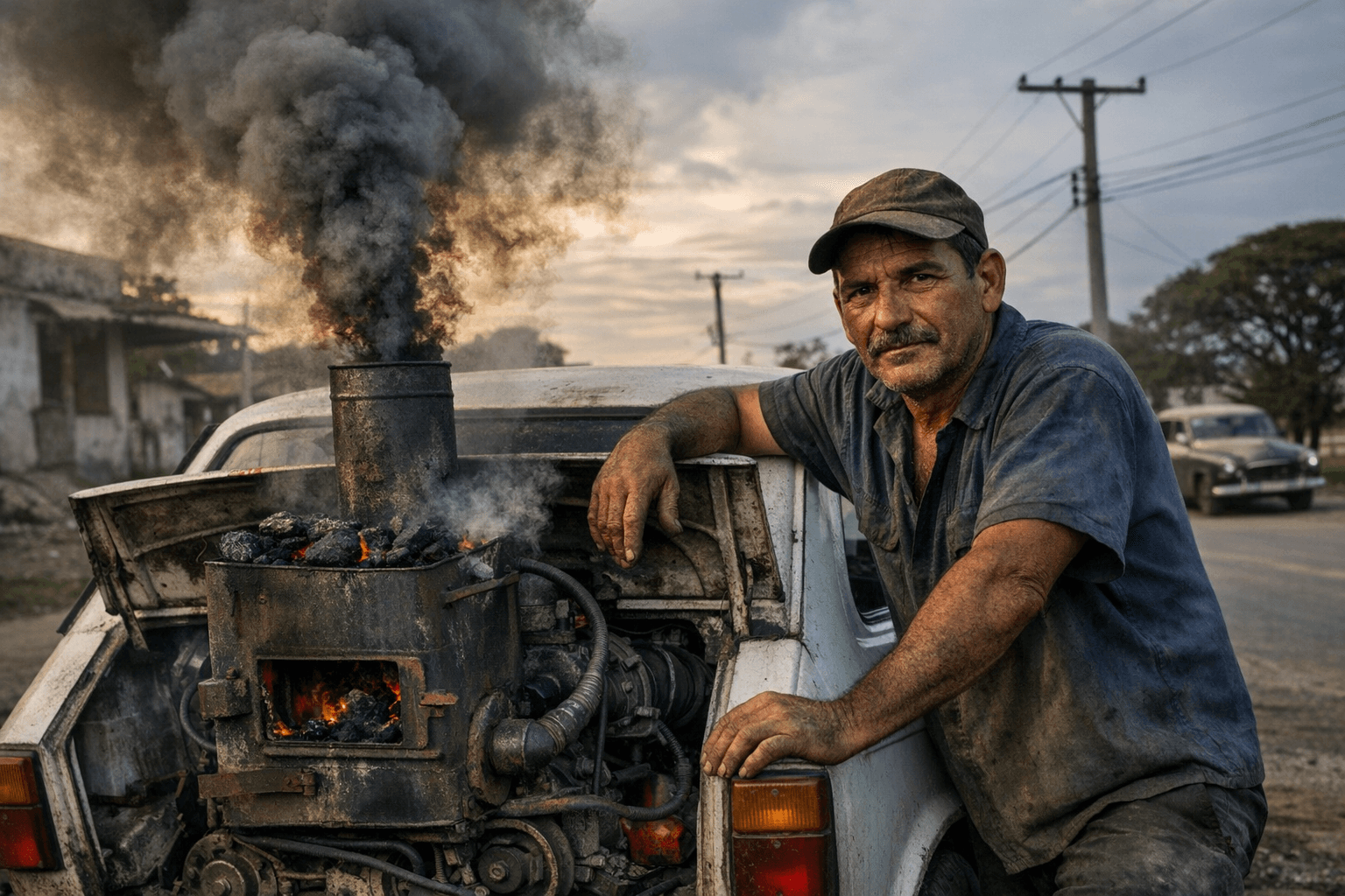 Cuban mechanic drives coal-powered Fiat amid worsening fuel crisis