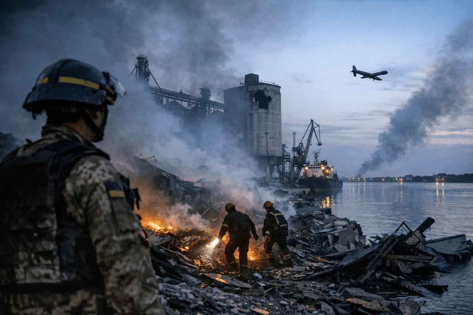 Russian drone strike hits Ukraine’s Danube port, one drone crosses into Romania