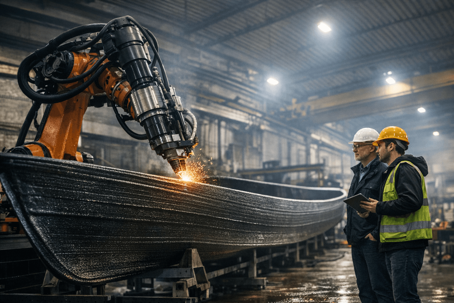 Robotic 3D printer produces 12-meter ship hull, slashes shipbuilding costs