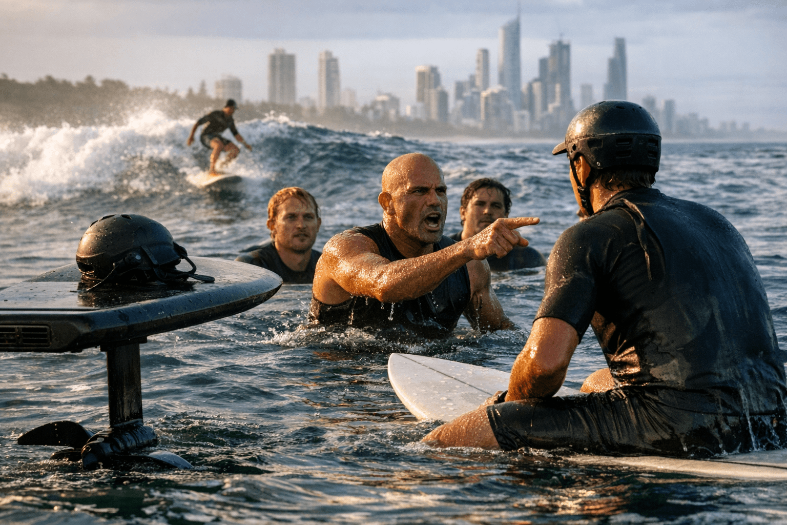 Gold Coast e-foil collision reignites surfing safety and etiquette debate