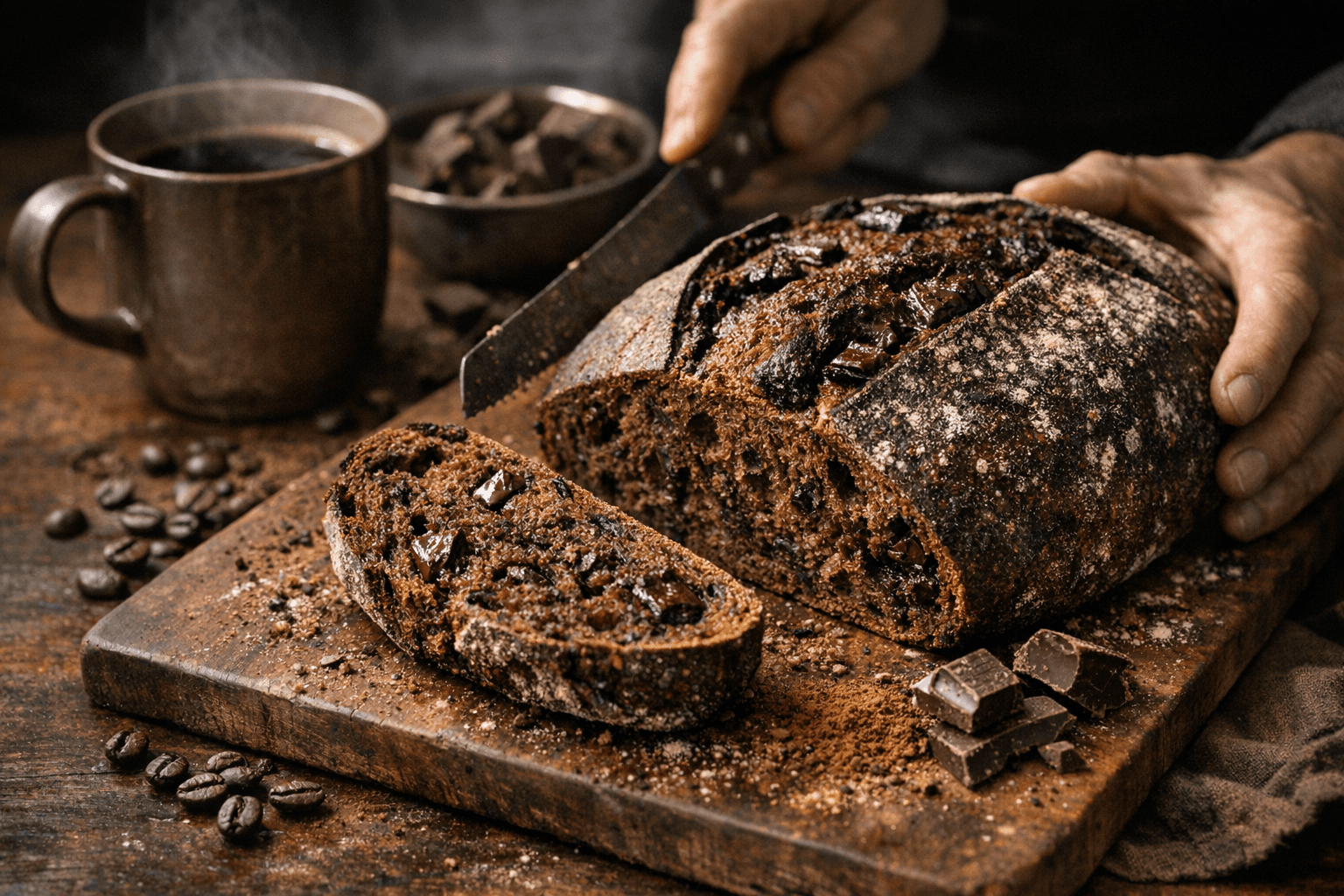 Coffee and chocolate sourdough bread delivers rich flavor, crisp crust