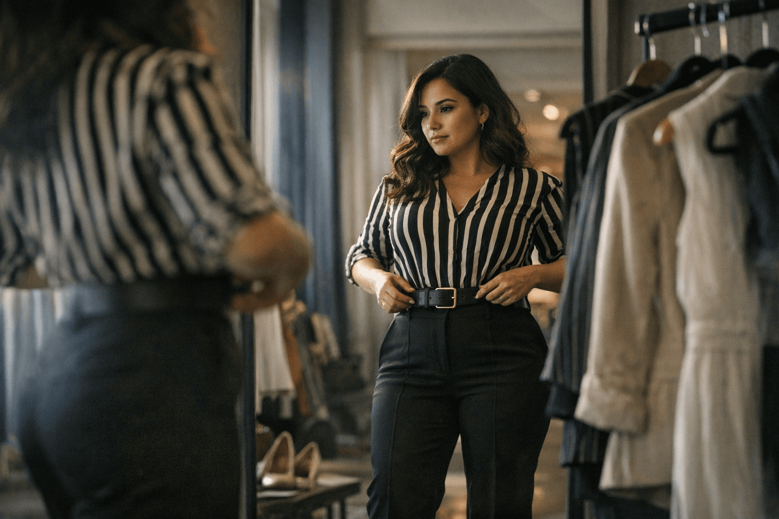 Petite-curvy style rules: high waists, vertical lines, waist definition