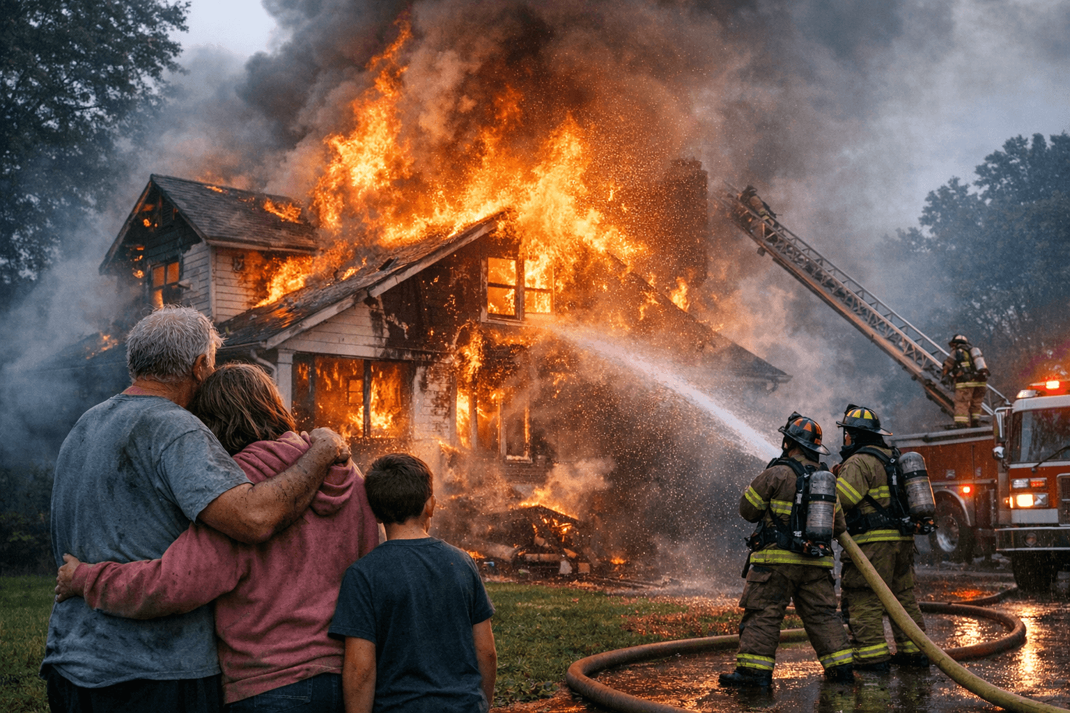 Hatfield house fire fully involved, all occupants escape safely